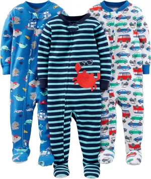 Simple Joys by Carter's baby-boys 3-pack Snug Fit Footed Cotton Pajamas