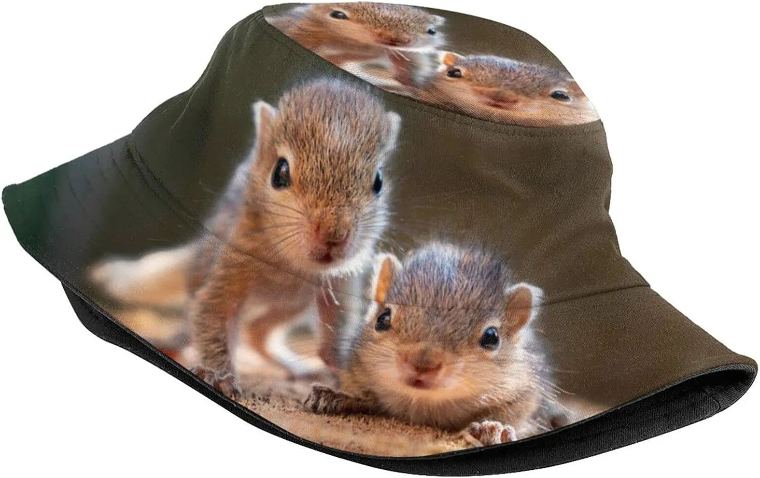 Squirrel Bucket Hat Cute Animal Sun Protection Wide Brim Hats Packable Summer Travel Boonie Cap for Men Women