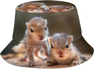 Squirrel Bucket Hat Cute Animal Sun Protection Wide Brim Hats Packable Summer Travel Boonie Cap for Men Women