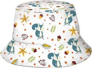 Squirrel Bucket Hat Cute Animal Sun Protection Wide Brim Hats Packable Summer Travel Boonie Cap for Men Women
