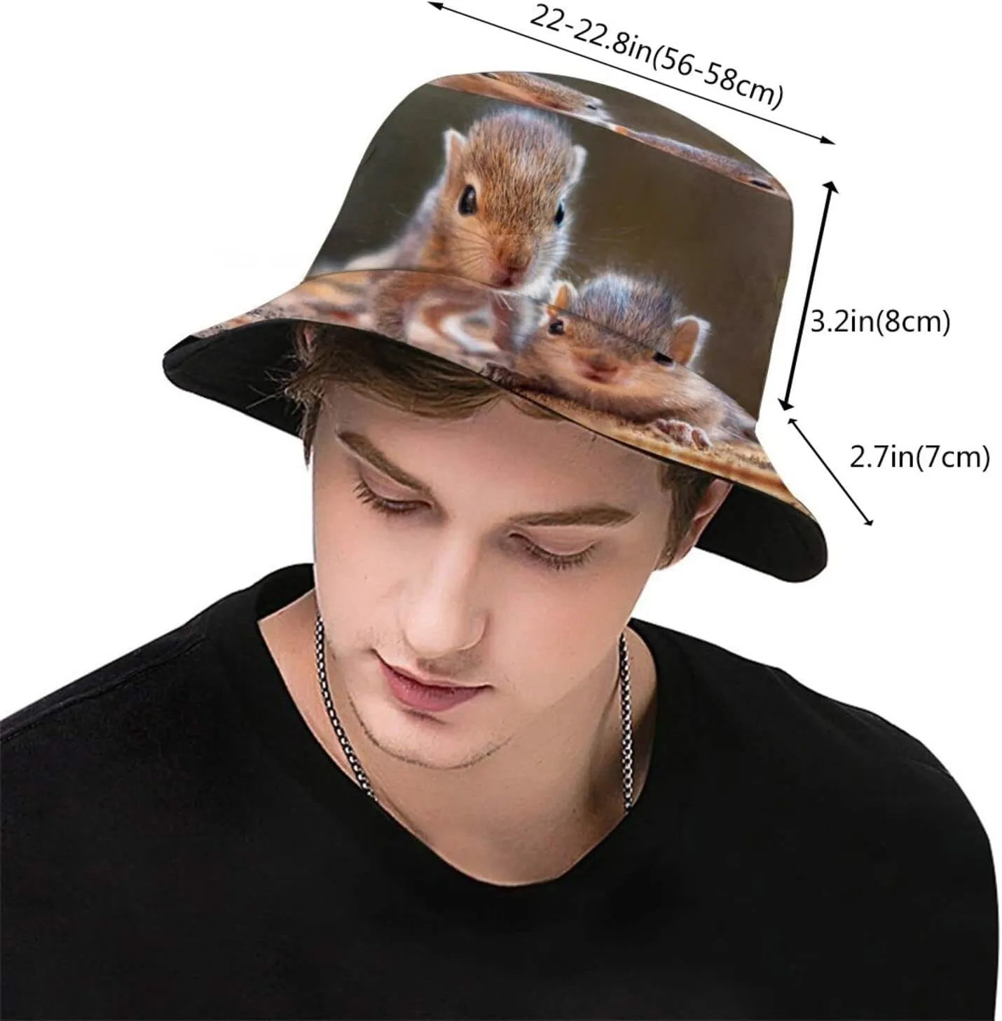 Squirrel Bucket Hat Cute Animal Sun Protection Wide Brim Hats Packable Summer Travel Boonie Cap for Men Women