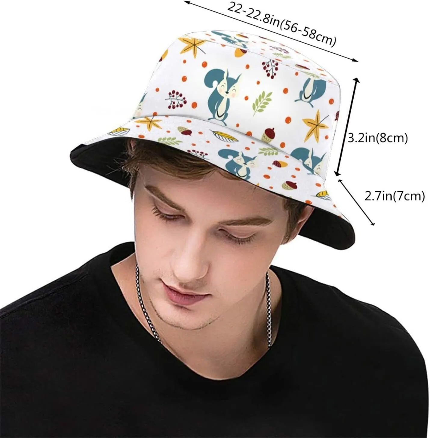 Squirrel Bucket Hat Cute Animal Sun Protection Wide Brim Hats Packable Summer Travel Boonie Cap for Men Women