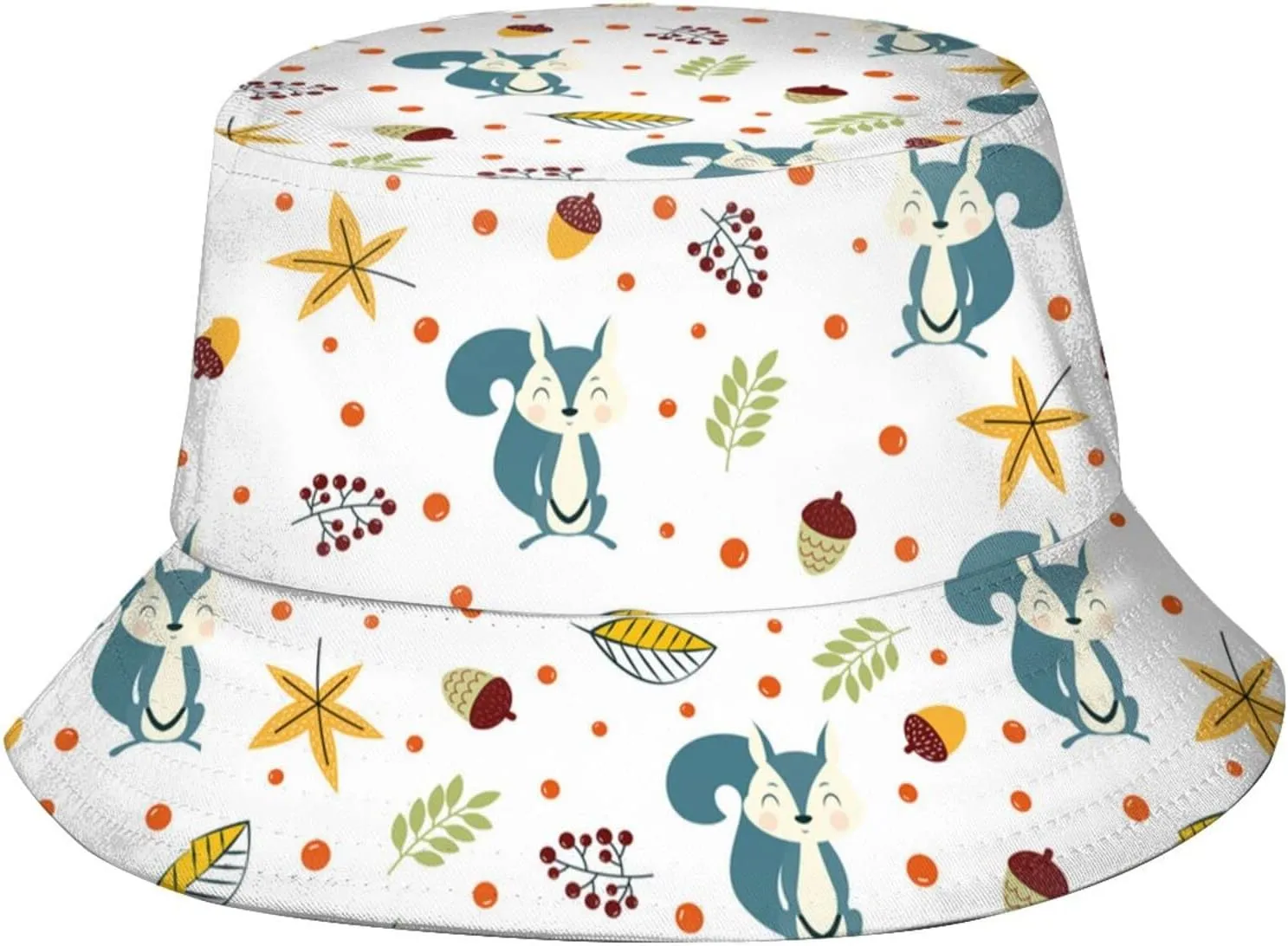 Squirrel Bucket Hat Cute Animal Sun Protection Wide Brim Hats Packable Summer Travel Boonie Cap for Men Women