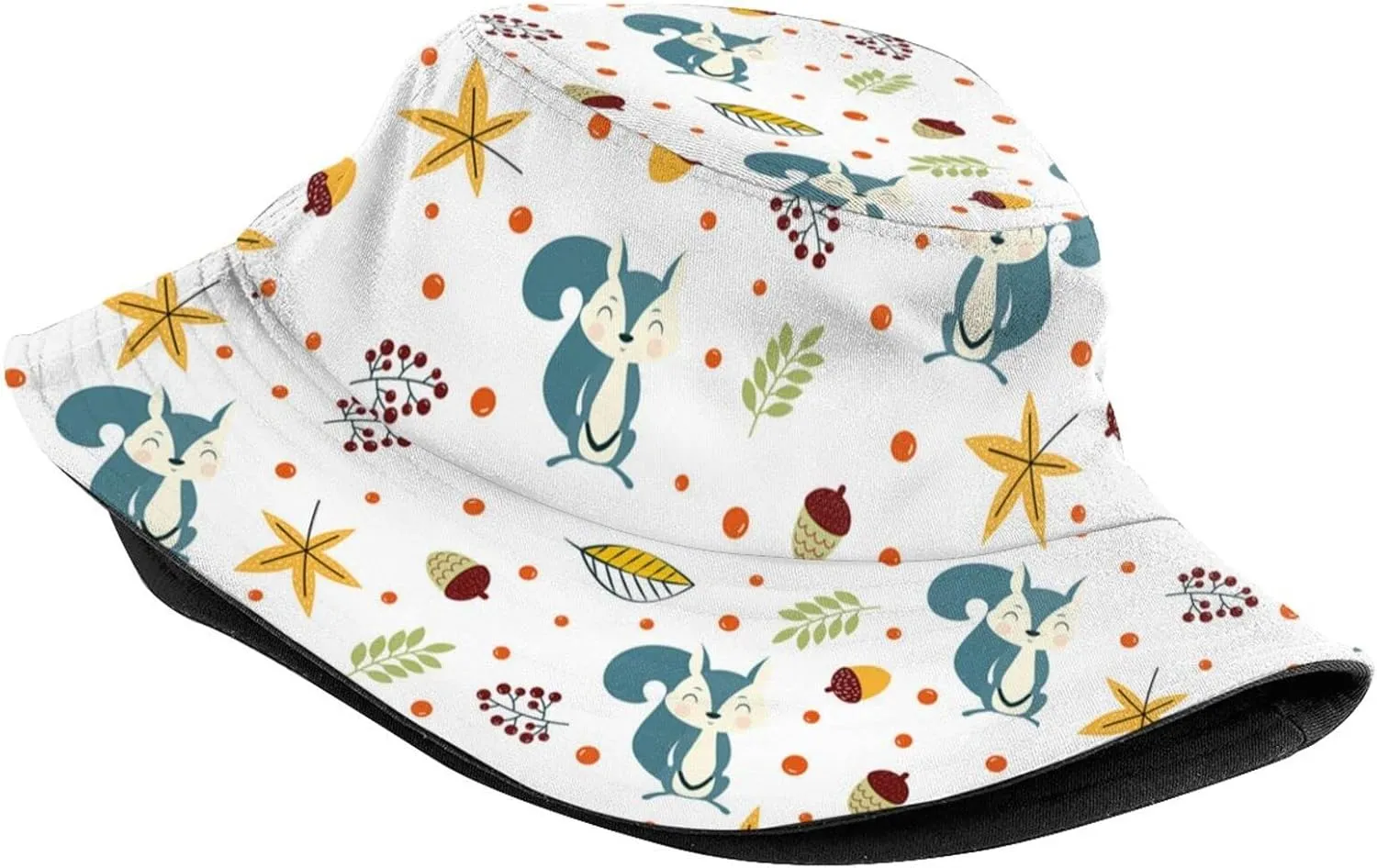Squirrel Bucket Hat Cute Animal Sun Protection Wide Brim Hats Packable Summer Travel Boonie Cap for Men Women