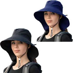 Sun Hat Women Men with Neck Flap Wide Brim Hat, Foldable Ponytail Summer UV Protection Fishing Hat for Beach Hiking Gardening