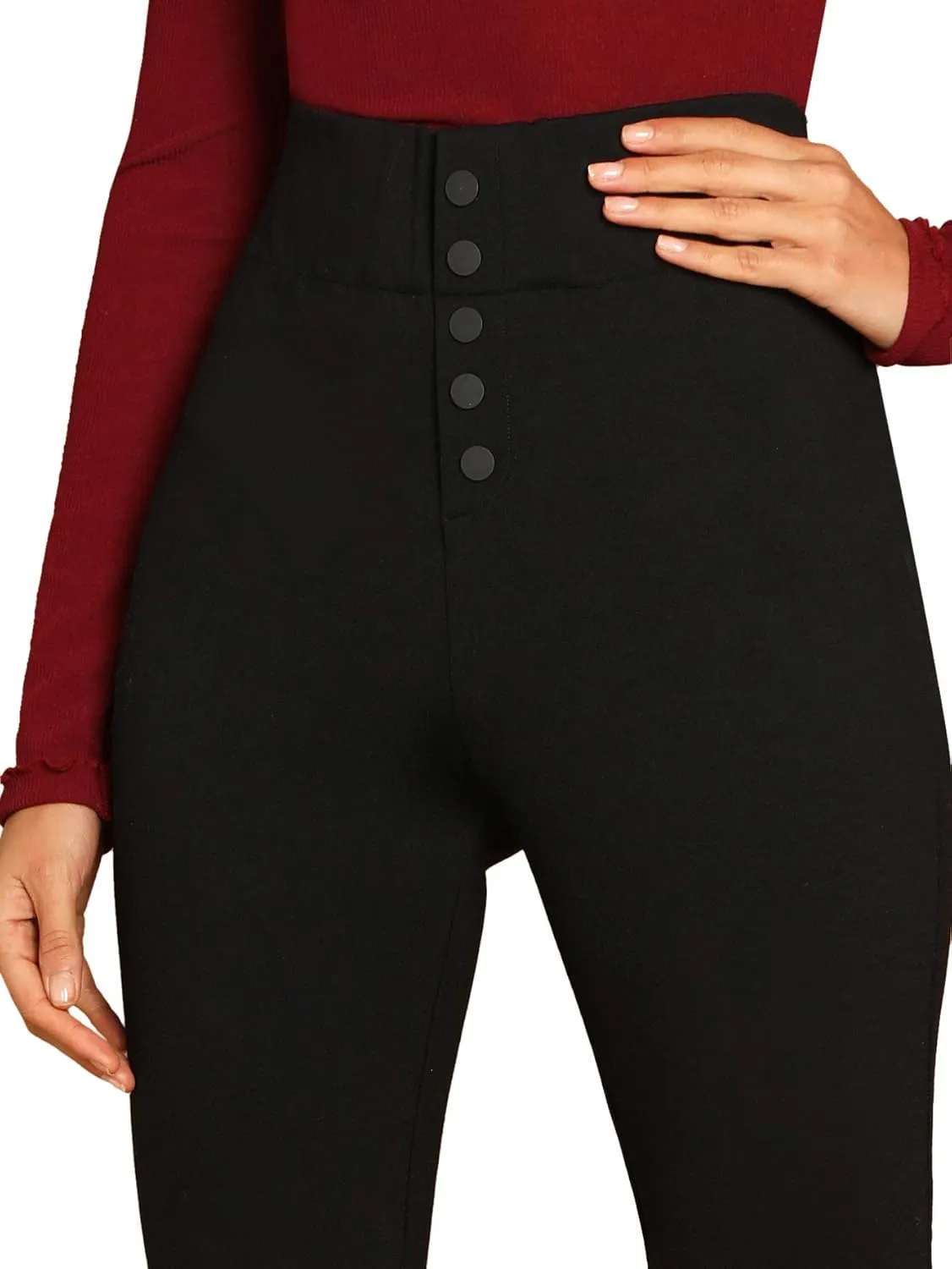 SweatyRocks Women's Casual Skinny Leggings Stretchy High Waisted Work Pants