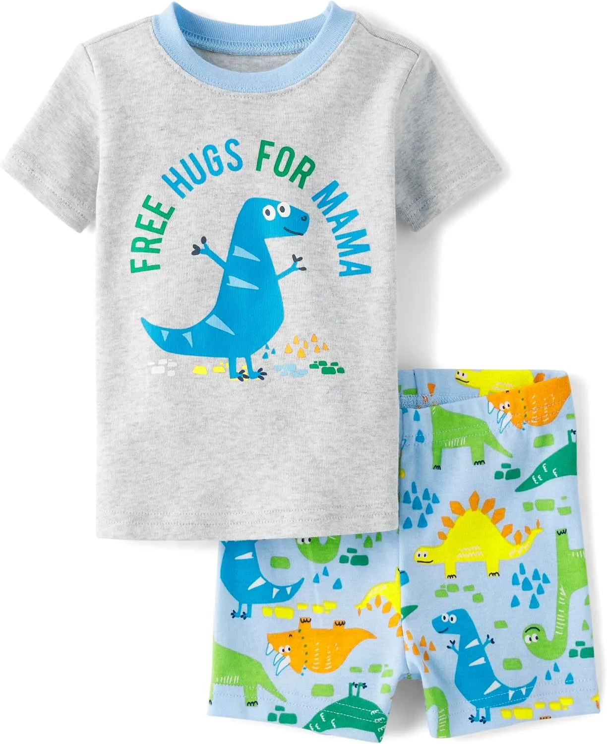 The Children's Place Baby Boys' and Toddler 100% Cotton Sleeve Top and Shorts,2 Piece Pajama Set