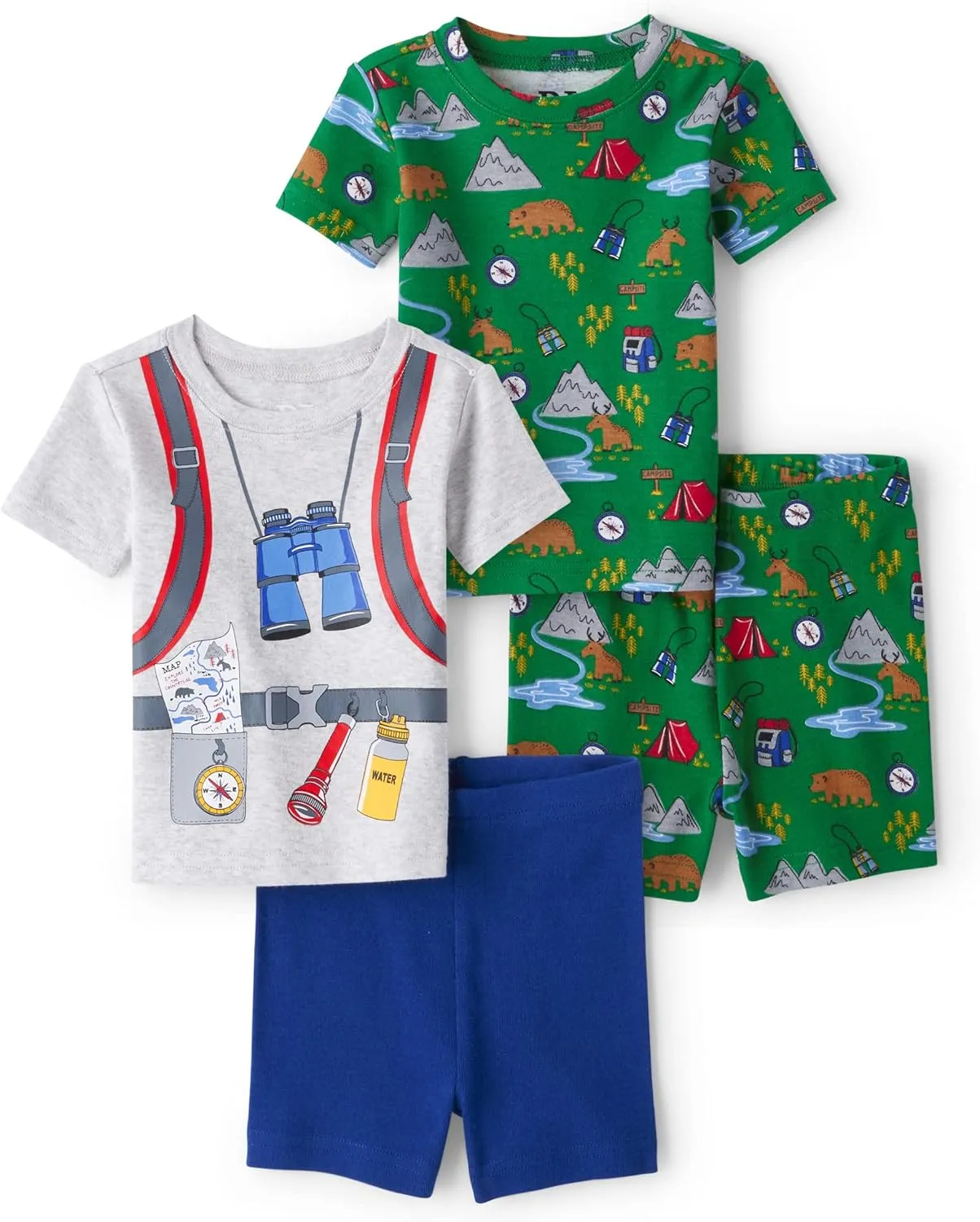 The Children's Place Baby Boys' and Toddler 100% Cotton Sleeve Top and Shorts,2 Piece Pajama Set