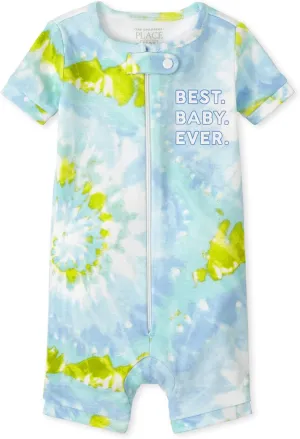 The Children's Place Baby Short Sleeve Zip front One Piece Footless Pajama