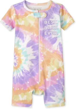 The Children's Place Baby Short Sleeve Zip front One Piece Footless Pajama
