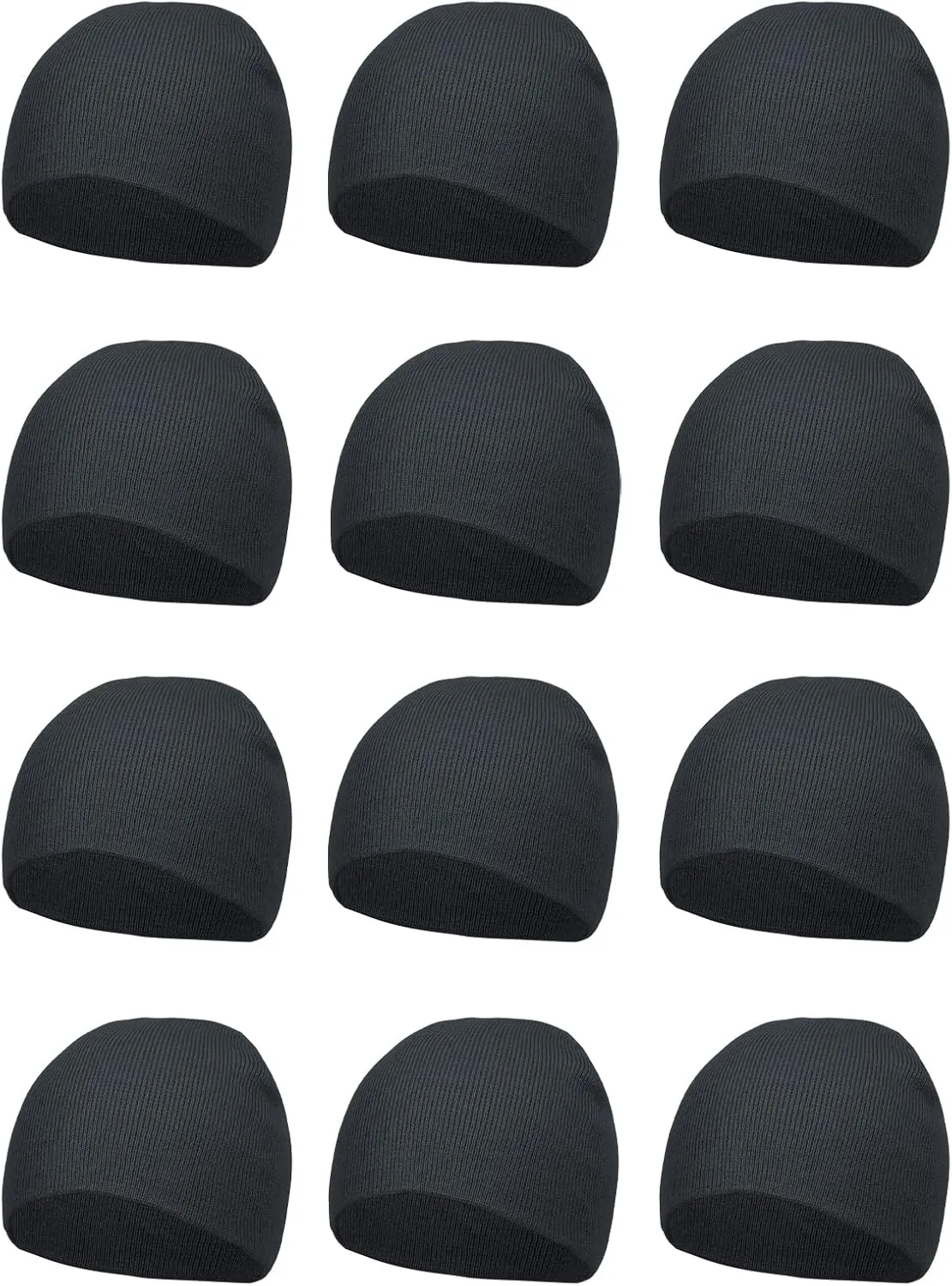 TOP HEADWEAR Dozen Short Skull Cap Cuffless Beanies - 12 Pieces