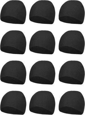 TOP HEADWEAR Dozen Short Skull Cap Cuffless Beanies - 12 Pieces
