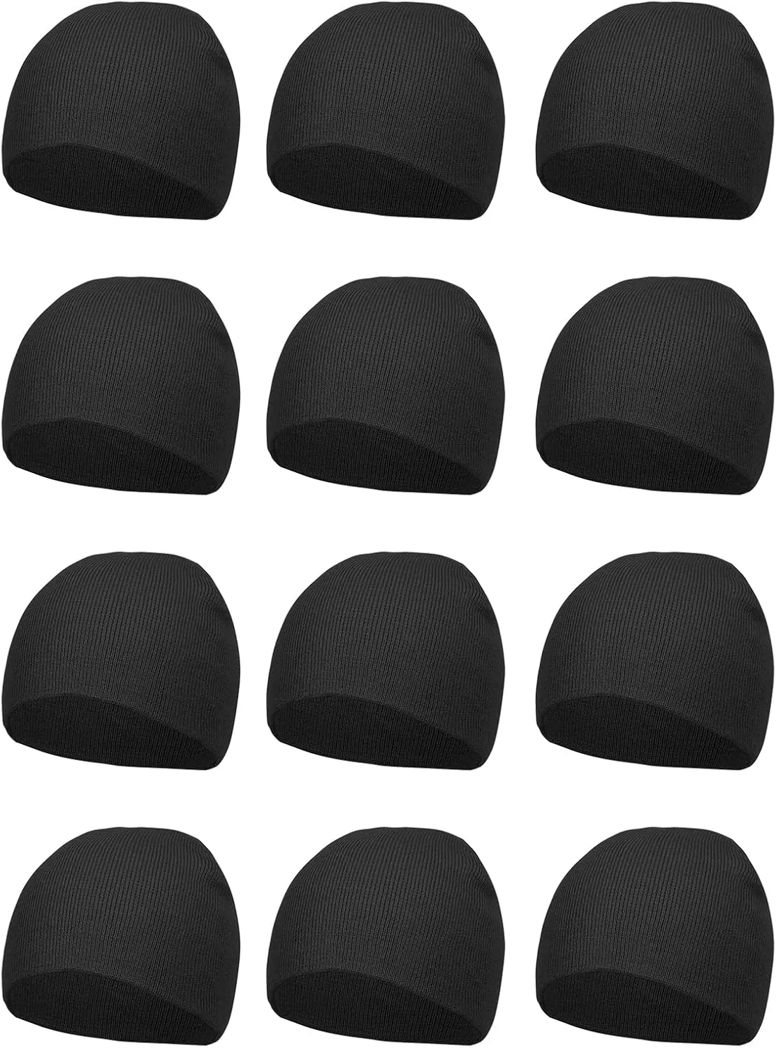 TOP HEADWEAR Dozen Short Skull Cap Cuffless Beanies - 12 Pieces