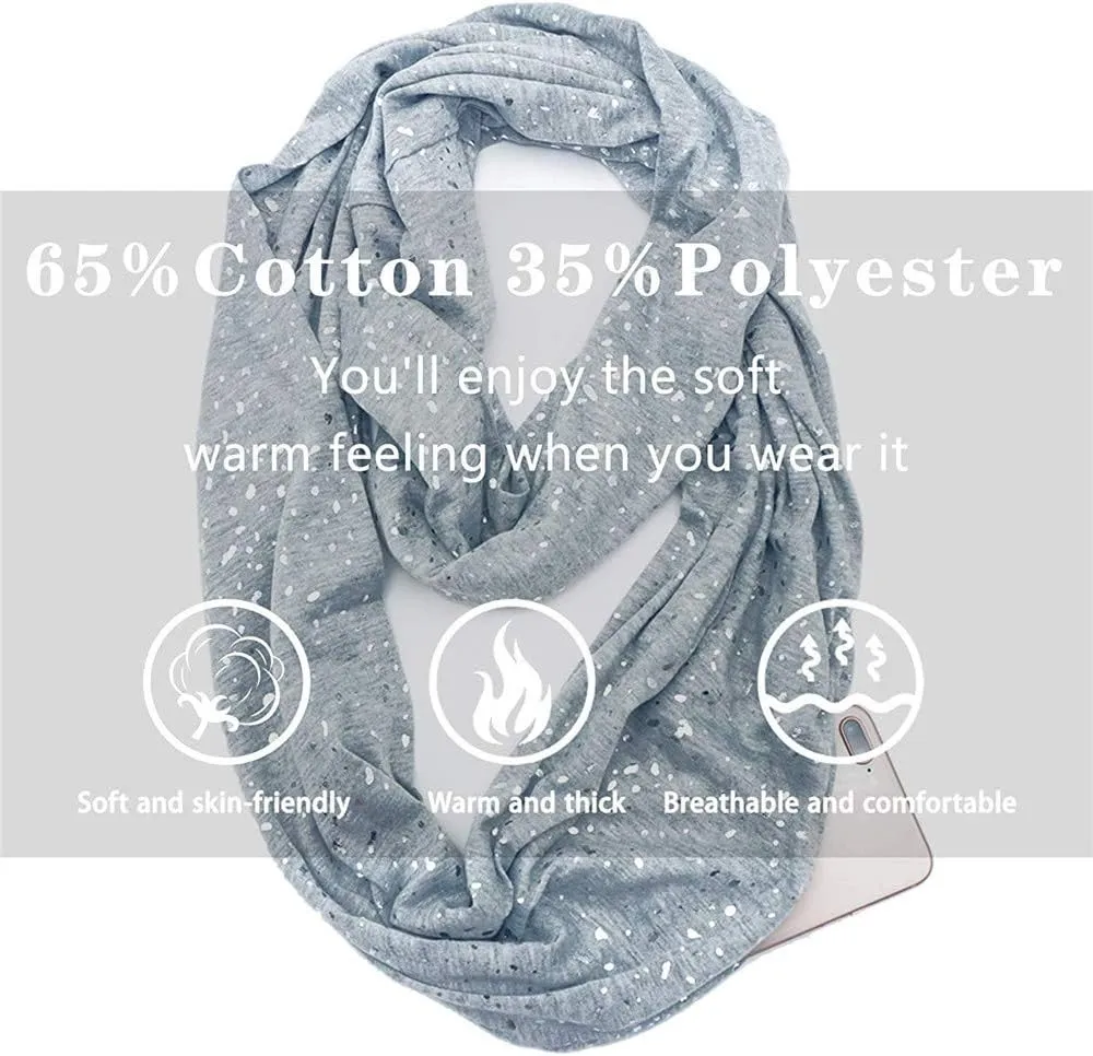 Ulalaza Infinity Scarf with Hidden Zipper Pocket Lightweight Travel Wrap for Women Girls