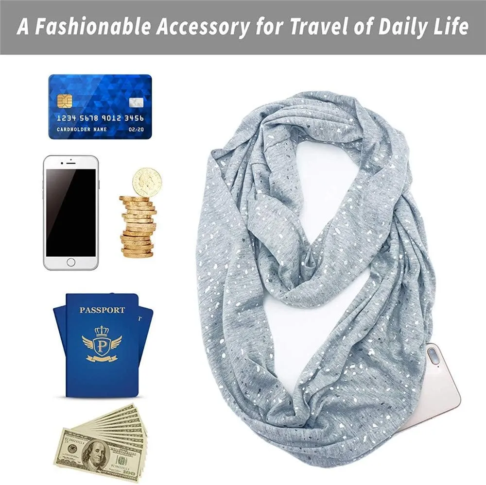 Ulalaza Infinity Scarf with Hidden Zipper Pocket Lightweight Travel Wrap for Women Girls