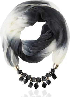 Ulalaza Scarf Bead Pendant Scarf Charm Ethnic Style Infinity Scarves Women's Scarf Necklace
