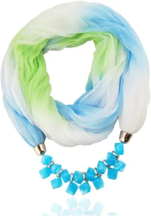 Ulalaza Scarf Bead Pendant Scarf Charm Ethnic Style Infinity Scarves Women's Scarf Necklace