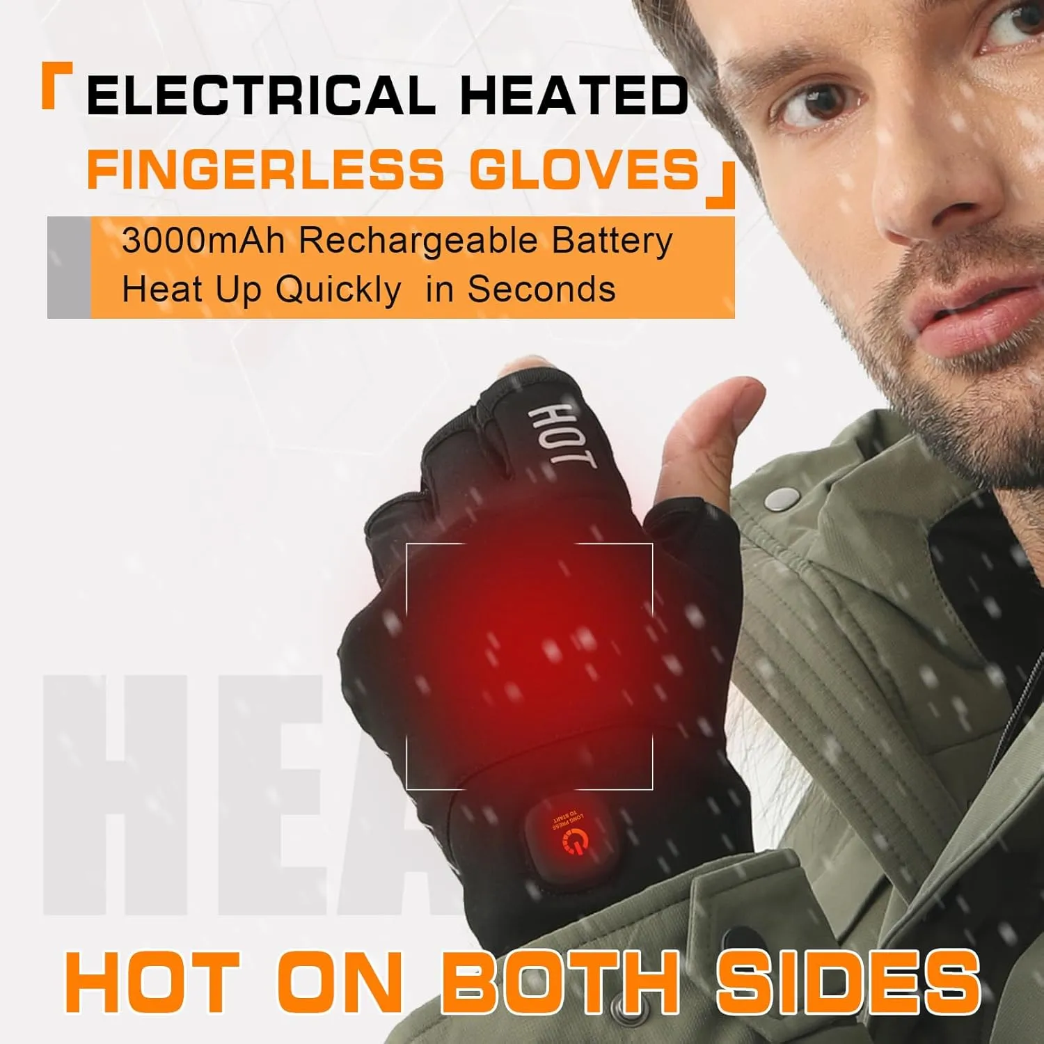uncn Heated Gloves Fingerless for Women Man Work Touchscreen Gloves for Winter Cold Weather Rechargeable Electric
