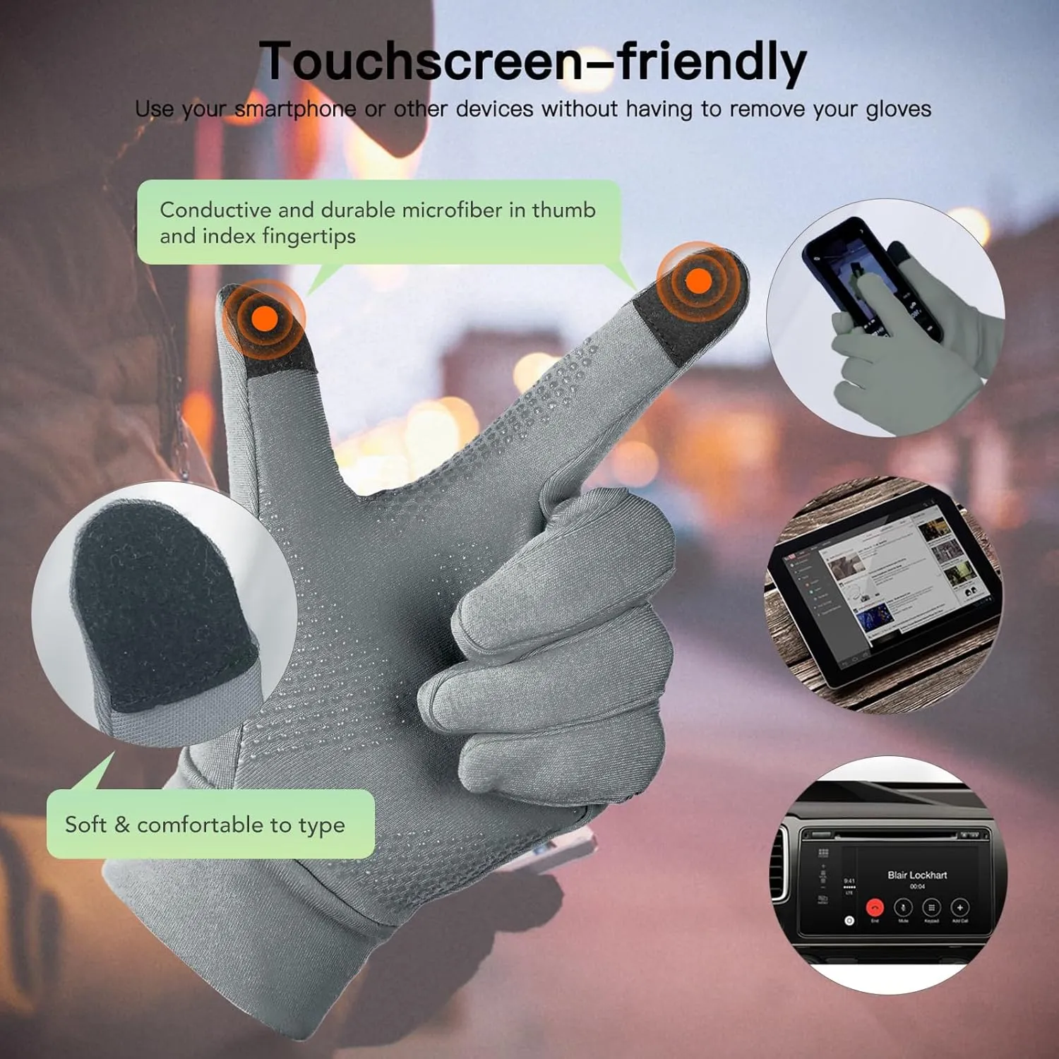 Unigear Lightweight Running Gloves, Touch Screen Anti-Slip Warm Gloves Liners for Cycling Biking Sporting Driving for Men Women