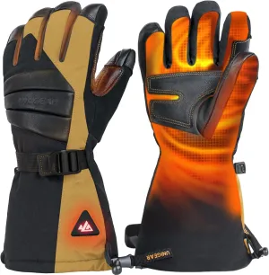 Unigear Rechargeable Heated Gloves for Men Women, 3 Heating Level Electric Battery Ski Gloves, Thinsulate Waterproof Winter Touchscreen Leather for Outdoor Work, Snowboarding, Raynauds