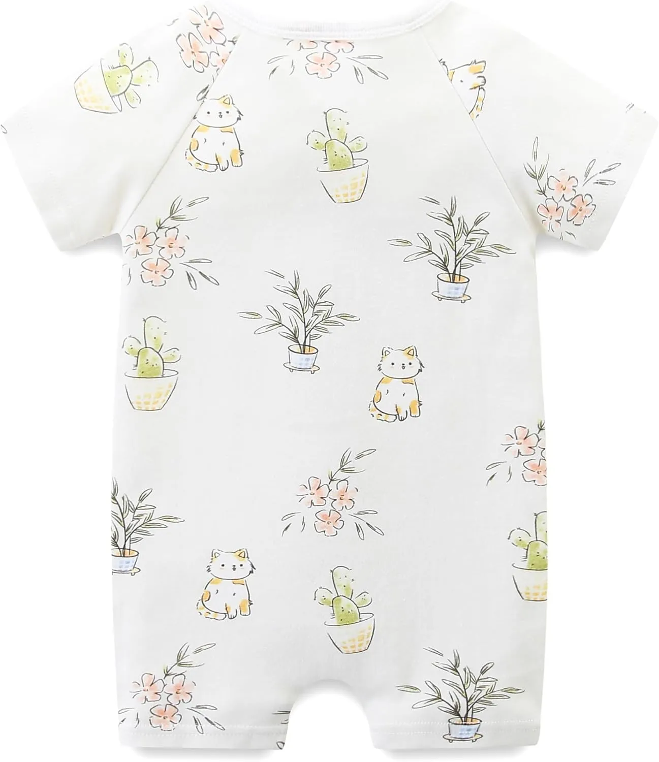 Unisex Summer Trendy 2-Pack Rompers Short Sleeve Zipped Bodysuit Infant Cotton Outfits