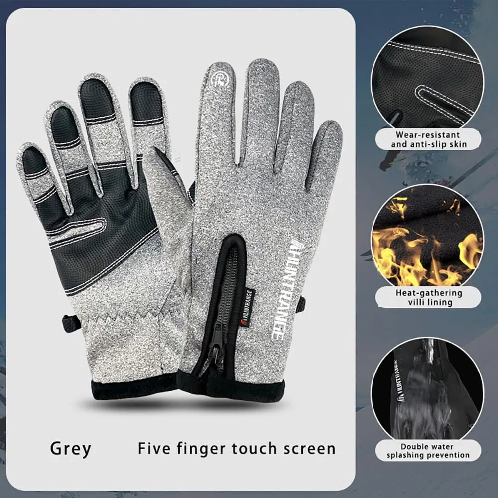 Unisex Wind/Waterproof Thermal Touchscreen Ski Gloves w/Zipper - Winter Riding