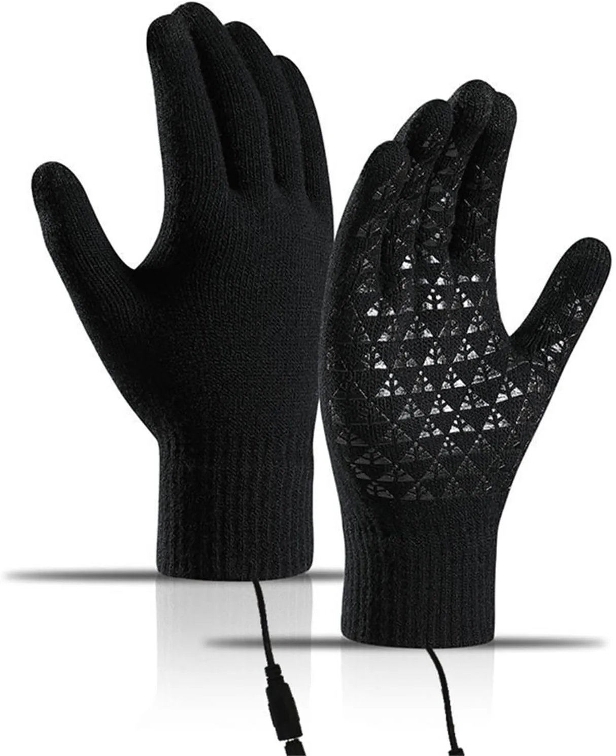 VESNIBA USB Heated Gloves Winter Warm Heated Gloves Winter Touchscreen Gloves Adjustable Mittens for Women Cold Weather (Black, A)