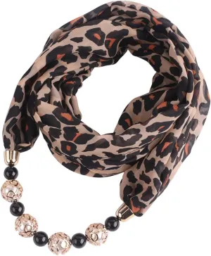 Vintage Ethnic Women's Scarf Crystal Bead Pendant Accessory Necklace Soft Infinity Scarves(sc005)