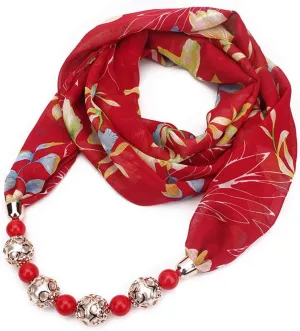 Vintage Ethnic Women's Scarf Crystal Bead Pendant Accessory Necklace Soft Infinity Scarves(sc005)