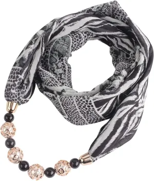 Vintage Ethnic Women's Scarf Crystal Bead Pendant Accessory Necklace Soft Infinity Scarves(sc005)