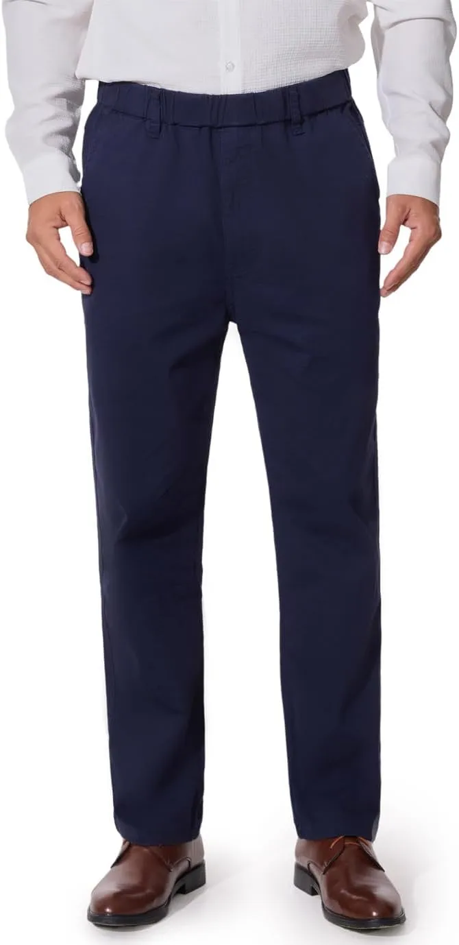 voeeron Mens Elastic Waist Pants Relaxed Fit Casual Pant for Seniors Stretch Fabric