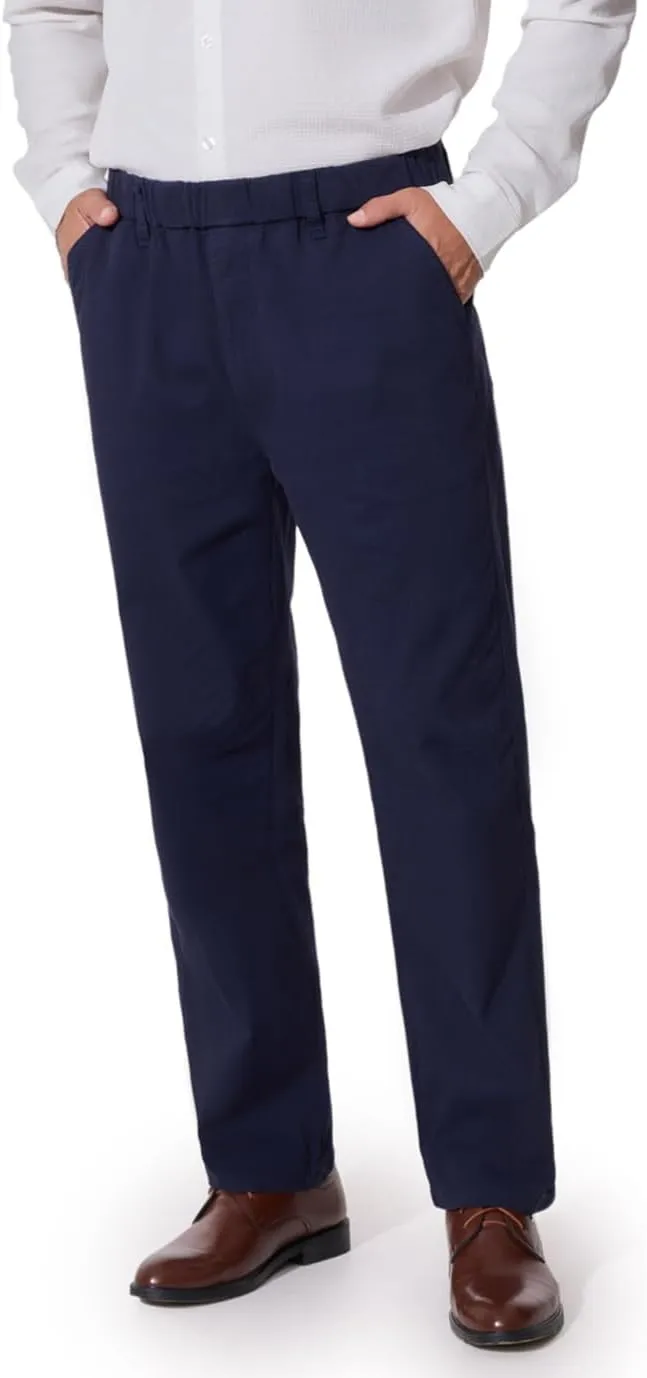 voeeron Mens Elastic Waist Pants Relaxed Fit Casual Pant for Seniors Stretch Fabric
