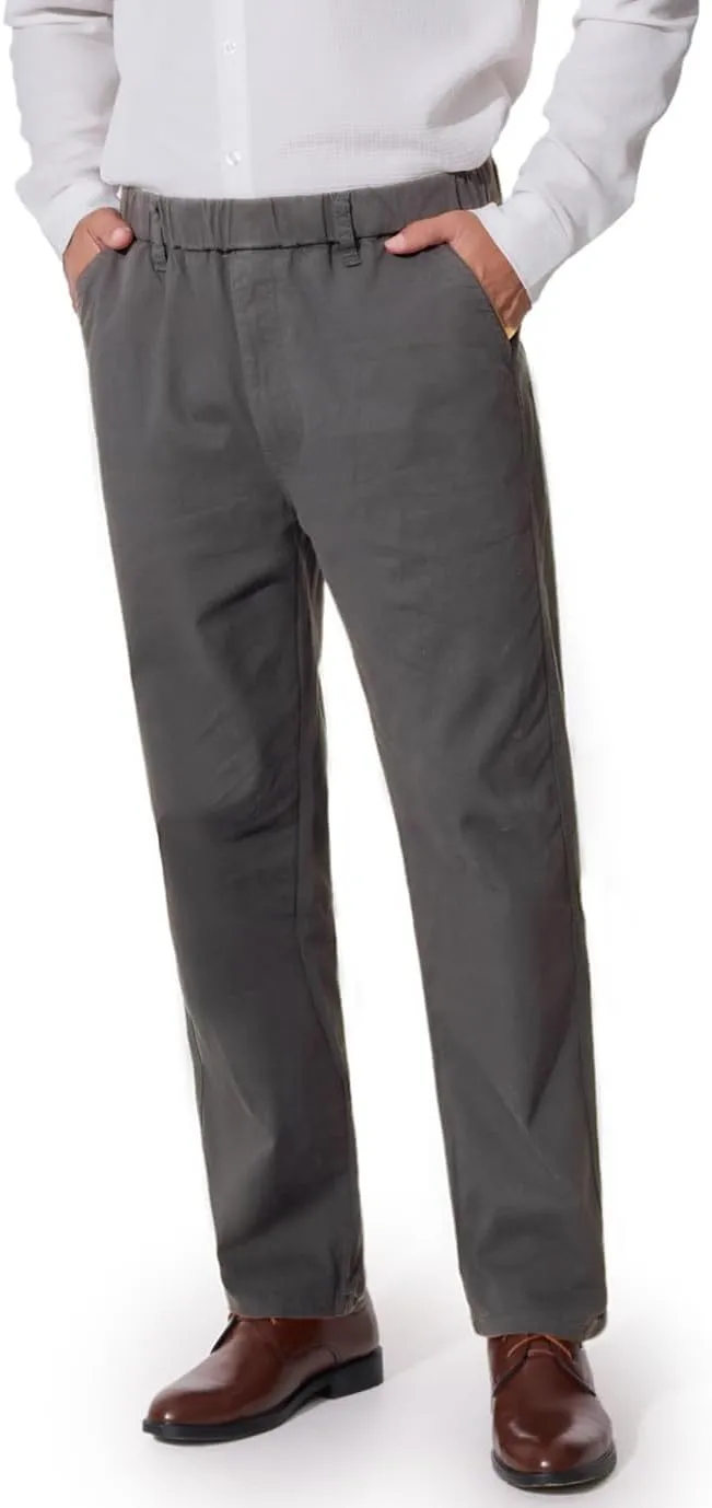voeeron Mens Elastic Waist Pants Relaxed Fit Casual Pant for Seniors Stretch Fabric