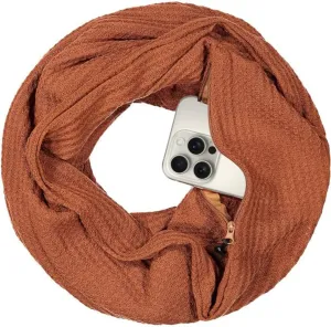 Warmin-Up Infinity Scarf for Women - Travel Scarf with Hidden Pocket - Women Infinity Scarves for All Seasons