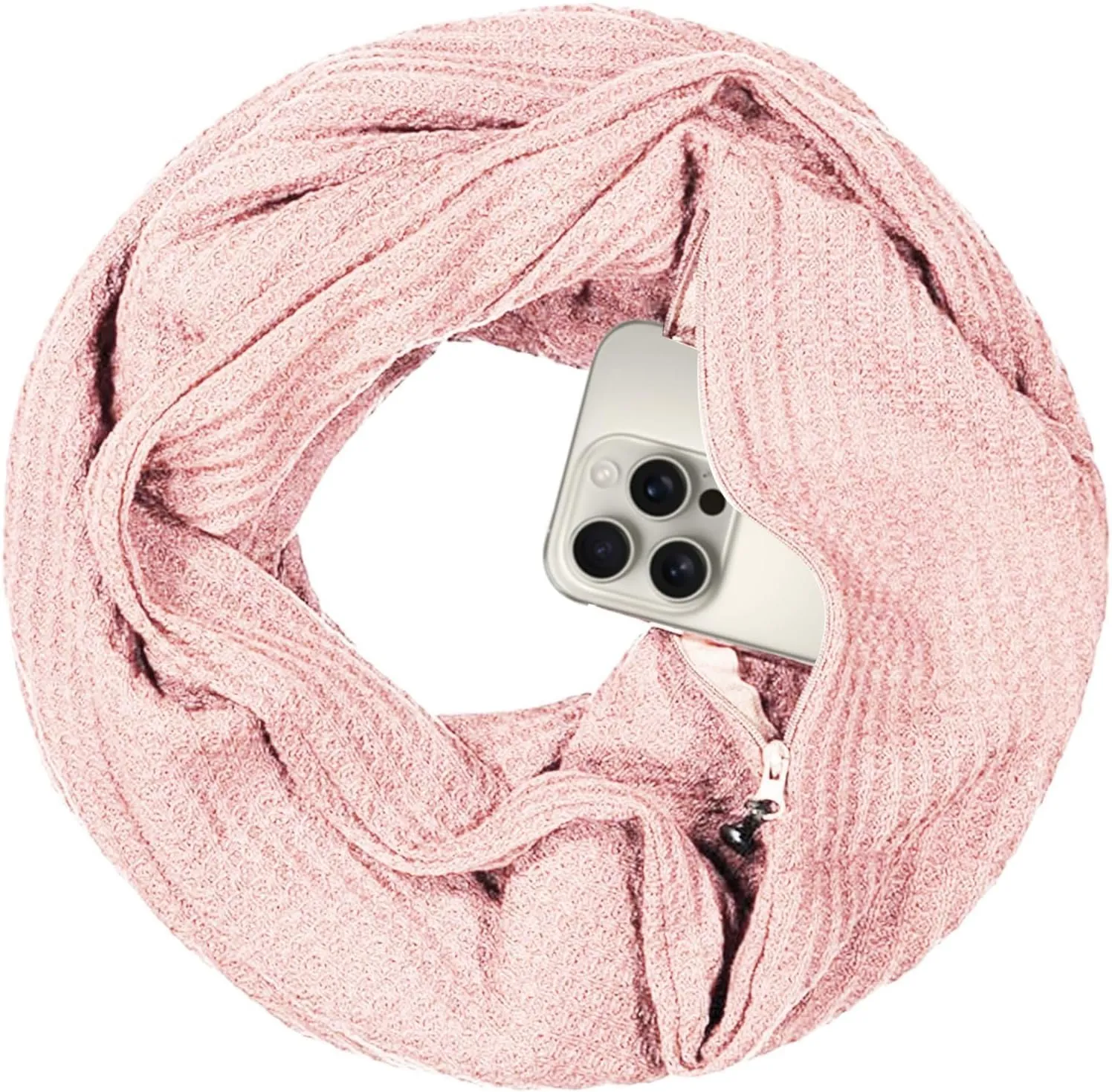 Warmin-Up Infinity Scarf for Women - Travel Scarf with Hidden Pocket - Women Infinity Scarves for All Seasons