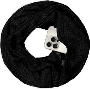 Warmin-Up Infinity Scarf for Women - Travel Scarf with Hidden Pocket - Women Infinity Scarves for All Seasons