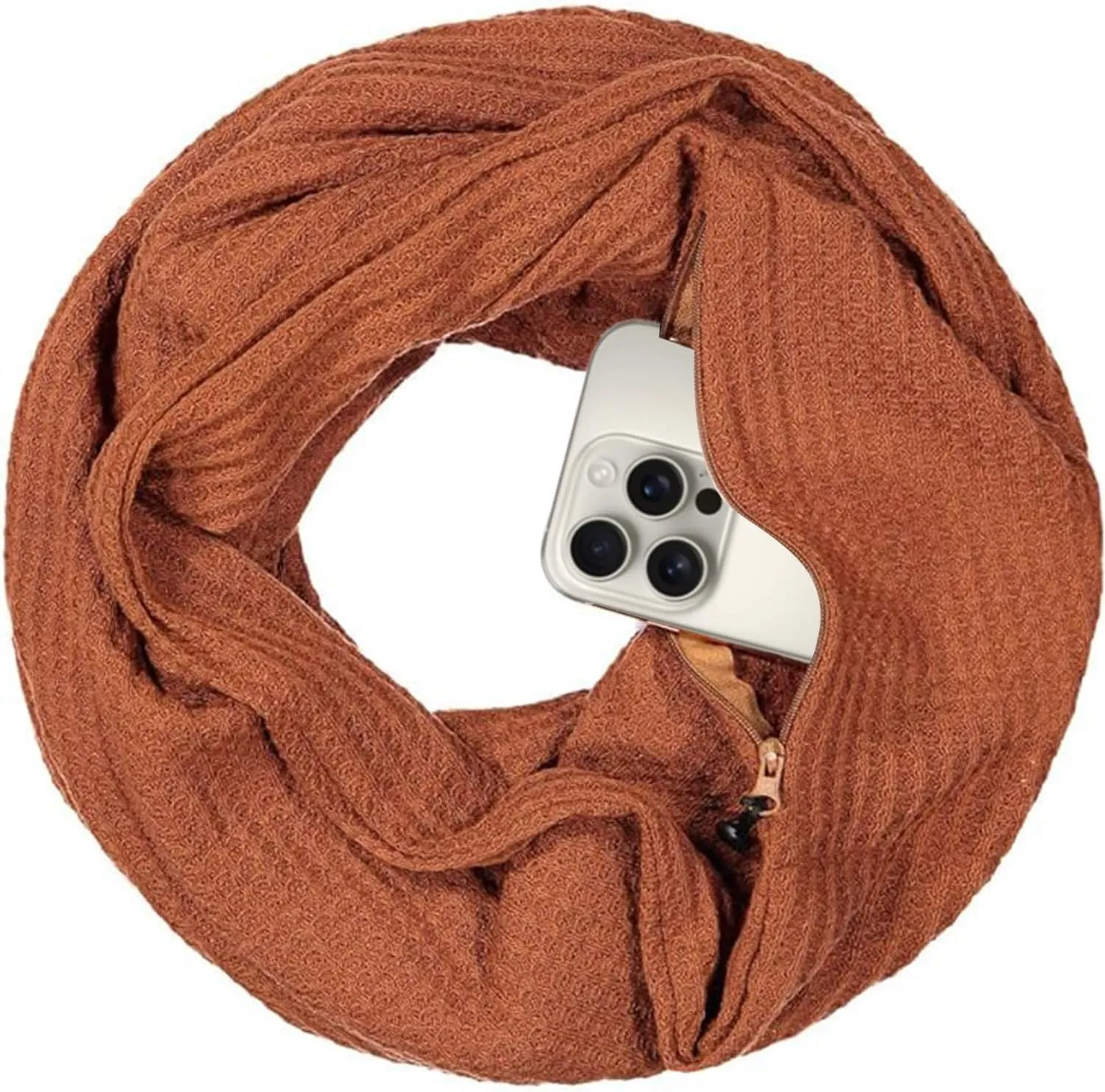 Warmin-Up Infinity Scarf for Women - Travel Scarf with Hidden Pocket - Women Infinity Scarves for All Seasons