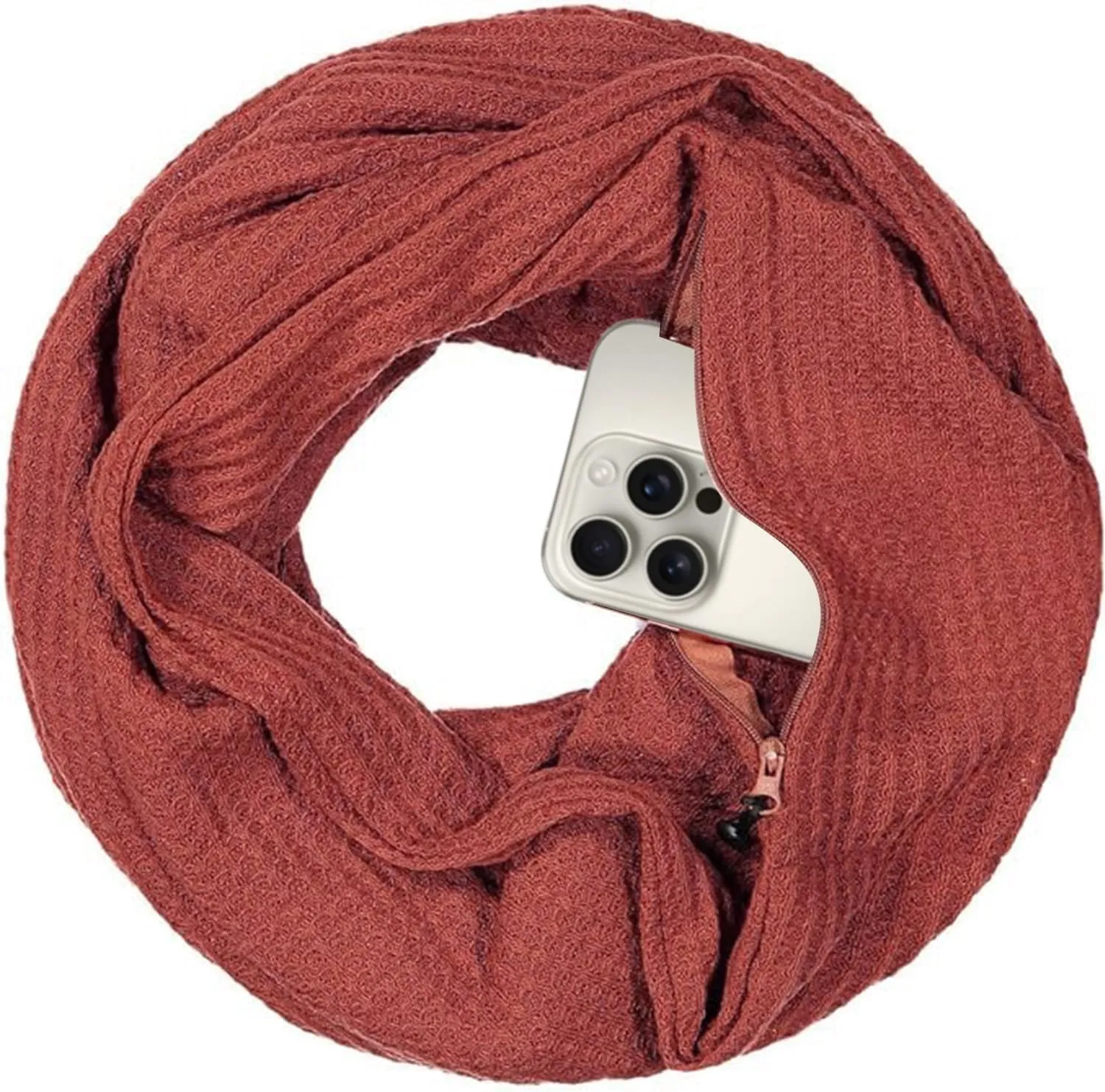 Warmin-Up Infinity Scarf for Women - Travel Scarf with Hidden Pocket - Women Infinity Scarves for All Seasons