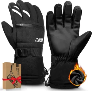 Waterproof Winter Gloves for Men and Women - Windproof Snow Ski Gloves, Breathable Warm Thermal 5-Finger Touchscreen for Driving, Workout, Running, Hiking, Cycling, Snowboarding