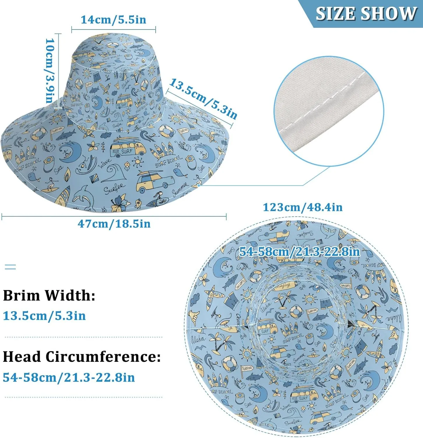 Wide Brim Hats Surfing Sun Hat Packable Visors for Women Floppy Beach Hat for UV Protection