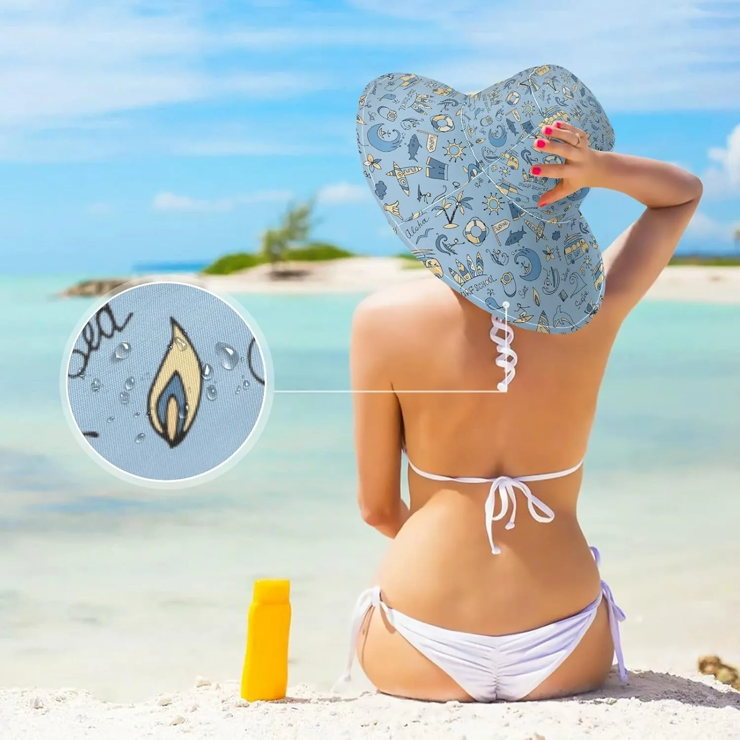 Wide Brim Hats Surfing Sun Hat Packable Visors for Women Floppy Beach Hat for UV Protection