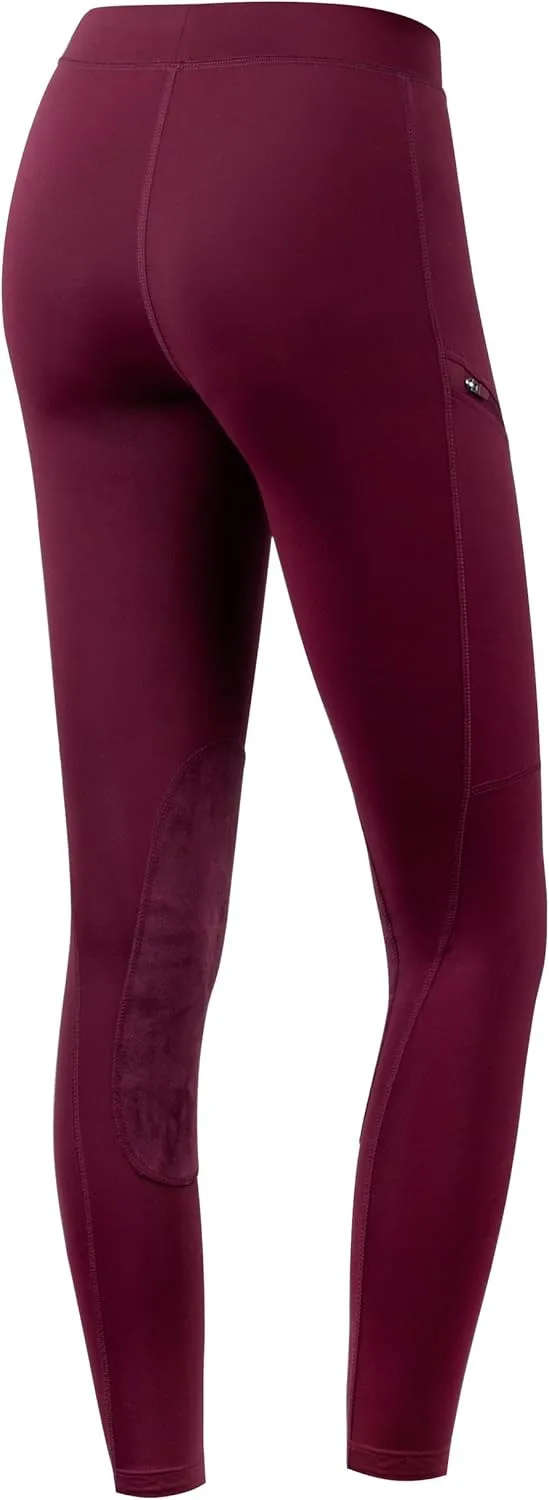 Willit Girls Horse Riding Pants Tights Kids Equestrian Breeches Knee-Patch Youth Schooling Tights Zipper Pockets