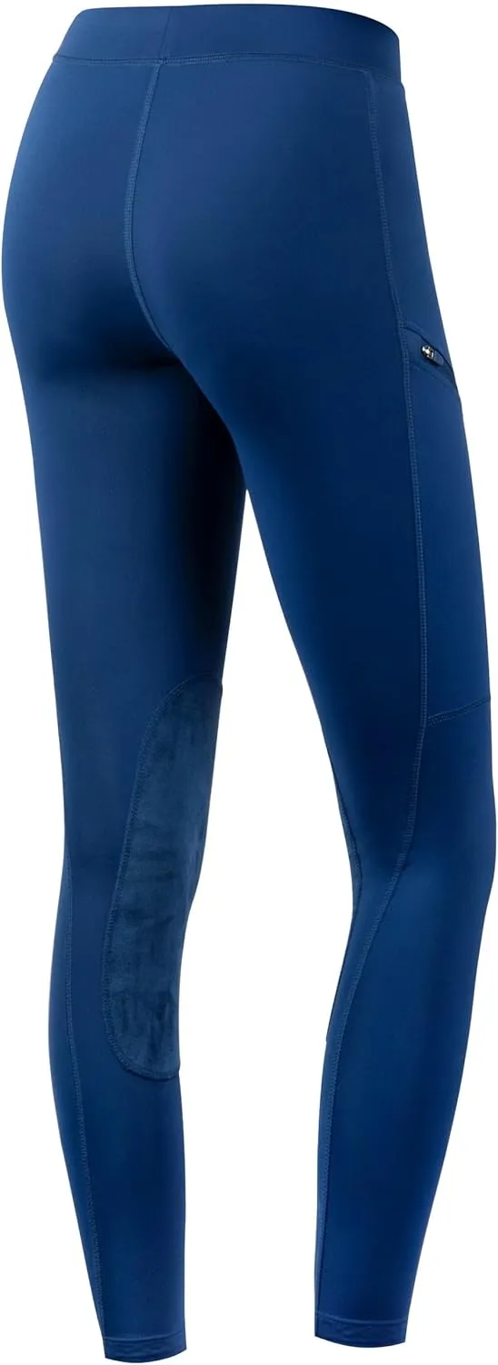 Willit Girls Horse Riding Pants Tights Kids Equestrian Breeches Knee-Patch Youth Schooling Tights Zipper Pockets