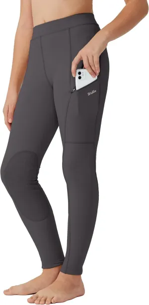Willit Girls Horse Riding Pants Tights Kids Equestrian Breeches Knee-Patch Youth Schooling Tights Zipper Pockets