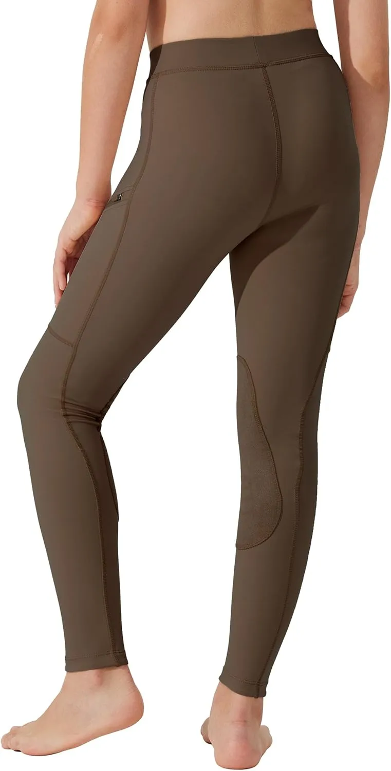 Willit Girls Horse Riding Pants Tights Kids Equestrian Breeches Knee-Patch Youth Schooling Tights Zipper Pockets