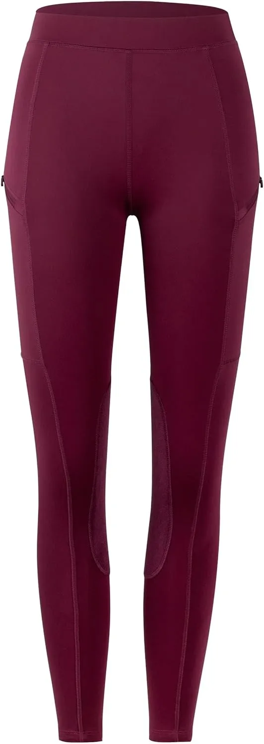 Willit Girls Horse Riding Pants Tights Kids Equestrian Breeches Knee-Patch Youth Schooling Tights Zipper Pockets