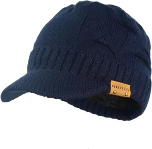 Winter Beanie with Visor - Stylish Knit Hat with Bill - Thick Brimmed Beanies with Fleece Lining Men and Women