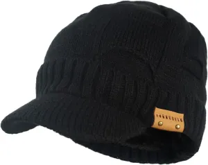 Winter Beanie with Visor - Stylish Knit Hat with Bill - Thick Brimmed Beanies with Fleece Lining Men and Women