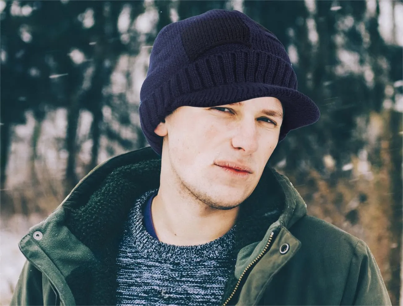Winter Beanie with Visor - Stylish Knit Hat with Bill - Thick Brimmed Beanies with Fleece Lining Men and Women