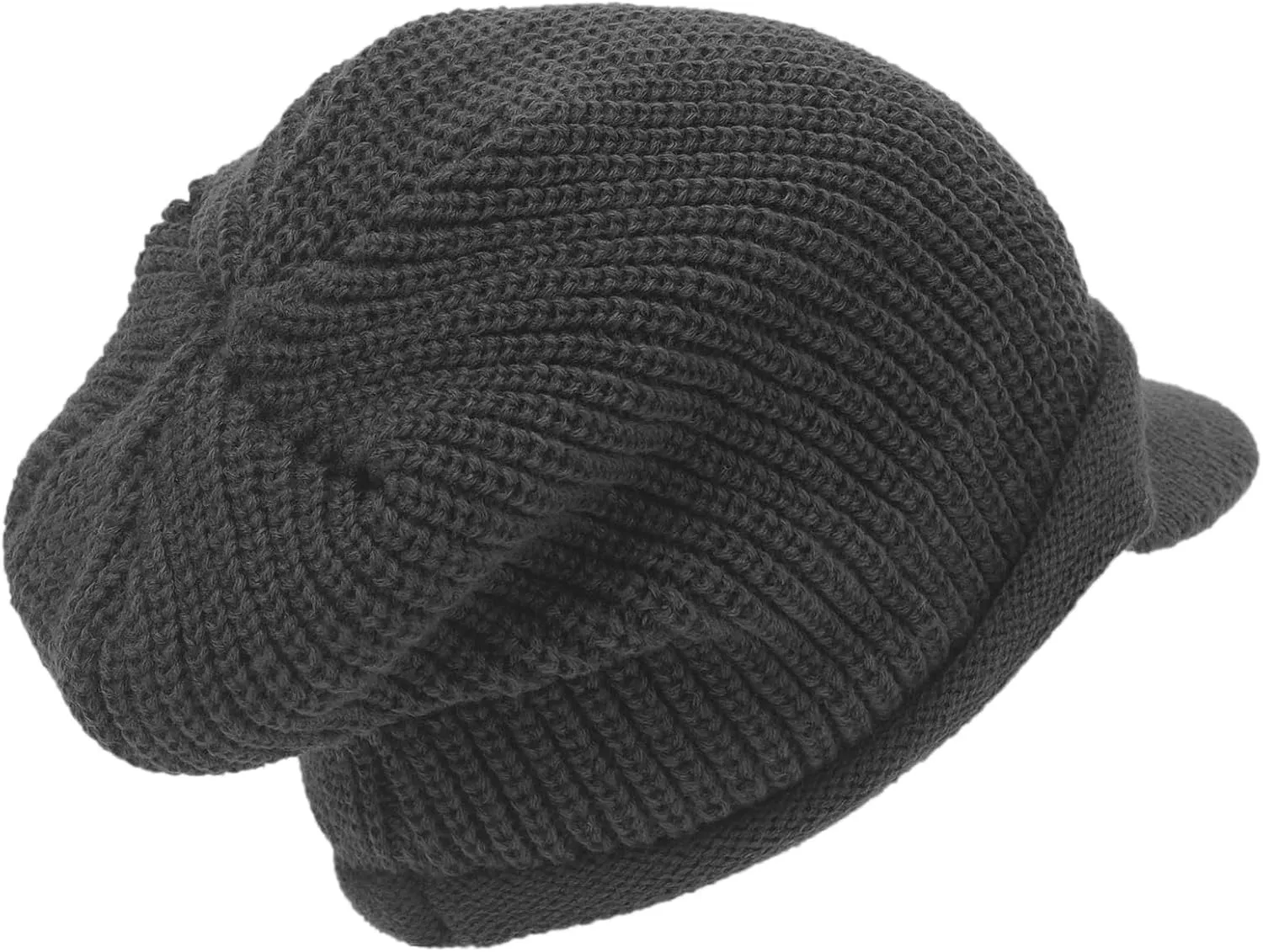 Winter Beanie with Visor - Stylish Knit Hat with Bill - Thick Brimmed Beanies with Fleece Lining Men and Women